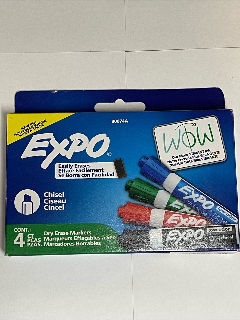 Chisel Tip Dry Erase Markers, Assorted Colors (4-Pack)